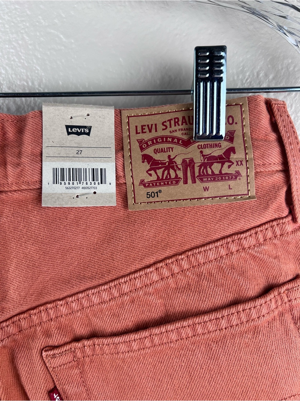 Levi’s 501 Burnt Orange High Rise Shorts NWT 27 - Picture 7 of 10